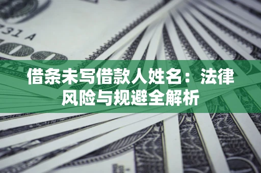 济南借条未写借款人姓名：法律风险与规避全解析